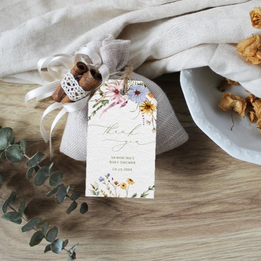 Baby shower van wilde bloemen, Labels voor vetweef Cadeaulabel