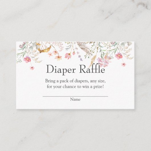 Baby shower van wilde bloemen, luierspoelstop informatiekaartje (Voorkant)