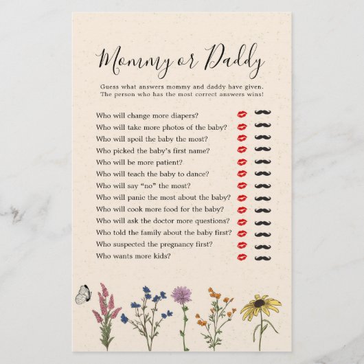  Baby shower van wilde bloemen mama of papa (Voorkant)