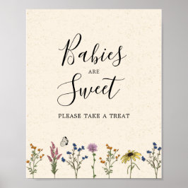 Baby shower van wilde bloemen Neem een behandelin Poster