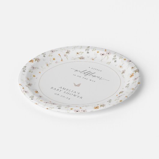 Baby shower van wilde bloemen papieren bordje (Gekanteld)