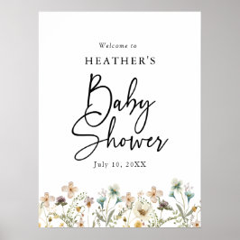 Baby shower van wilde bloemen poster