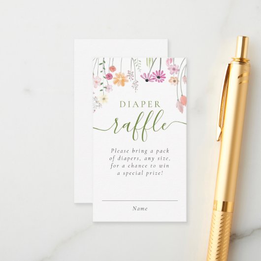 Baby shower van wilde bloemen - Raffle Ticket Informatiekaartje (Voorkant / Achterkant in situ)