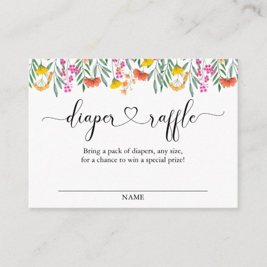 Baby shower van wilde bloemen - Raffle Ticket Informatiekaartje (Voorkant)