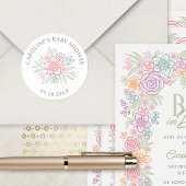 Baby shower van wilde bloemen ronde sticker