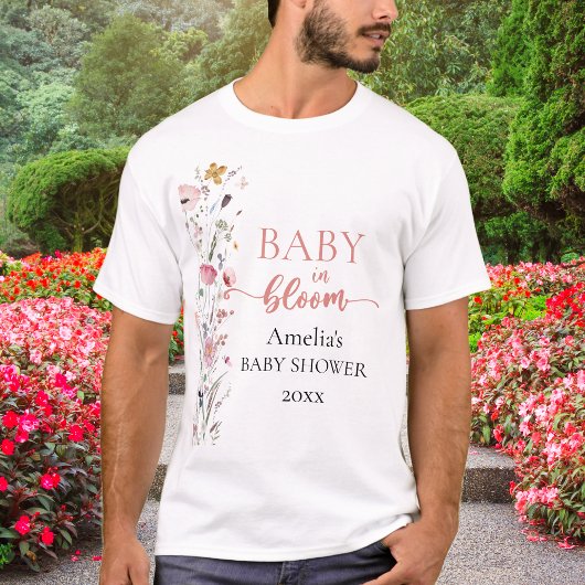 Baby shower van wilde bloemen t-shirt