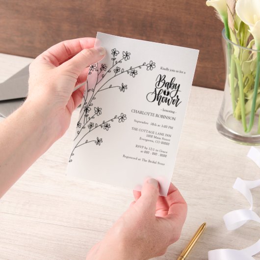 Baby shower van wilde bloemen vellum uitnodigingen (Draagbaar)