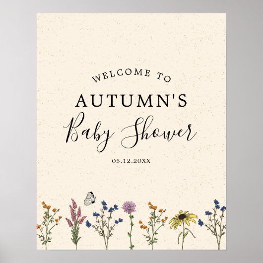  Baby shower van wilde bloemen Welkomstteken Poster (Voorkant)