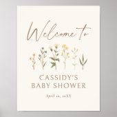  Baby shower van wilde bloemen Welkomstteken Poster (Voorkant)
