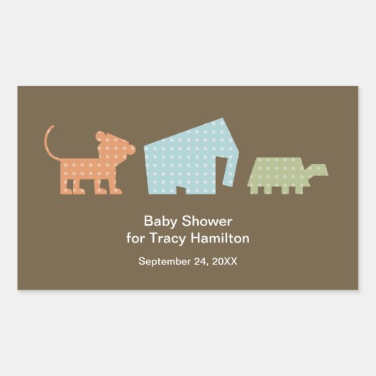 Baby shower van wilde dieren rechthoekige sticker (Voorkant)