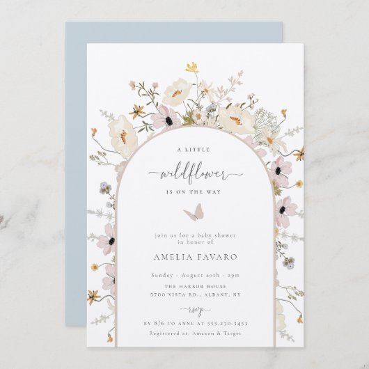 Baby shower van wilde Lijsten Kaart (Voorkant / Achterkant)