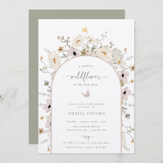 Baby shower van wilde Lijsten Kaart (Voorkant / Achterkant)