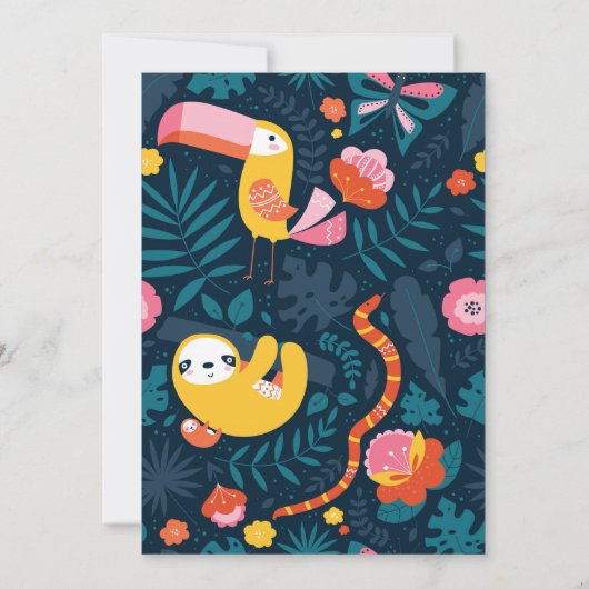 Baby shower van wilde Oerwouden | Blauw Kaart (Achterkant)