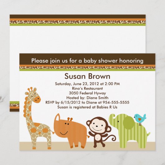 Baby shower van wilde Oerwouden Kaart (Voorkant / Achterkant)