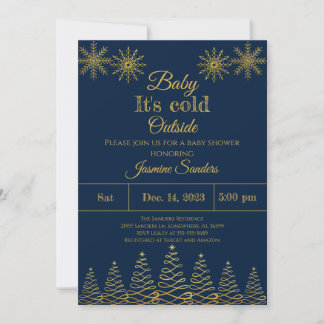 Baby shower van wintergoud en zeesnowflake kaart