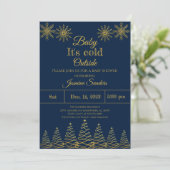 Baby shower van wintergoud en zeesnowflake kaart (Staand voorkant)