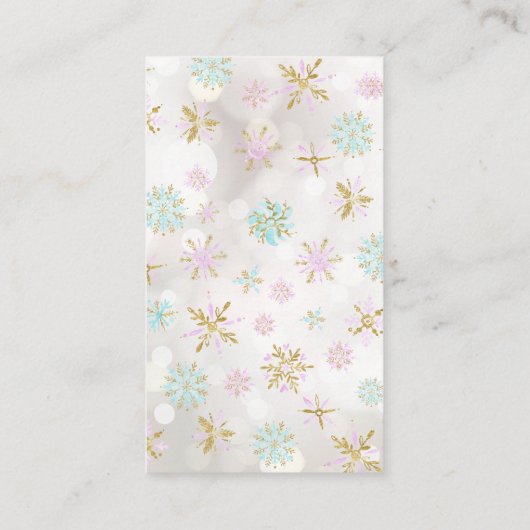 Baby shower van wintersneeuwvlokken informatiekaartje (Achterkant)