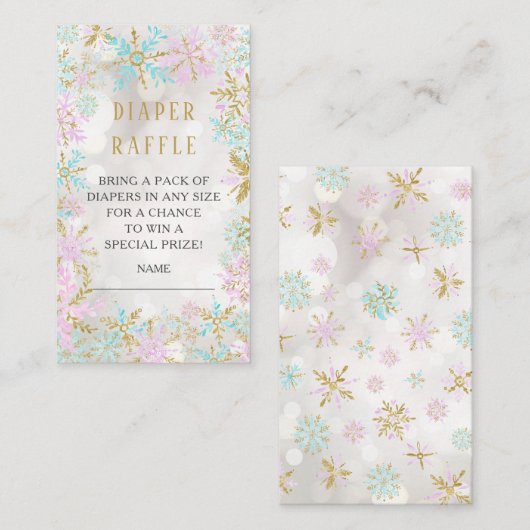 Baby shower van wintersneeuwvlokken informatiekaartje (Voorkant / Achterkant)