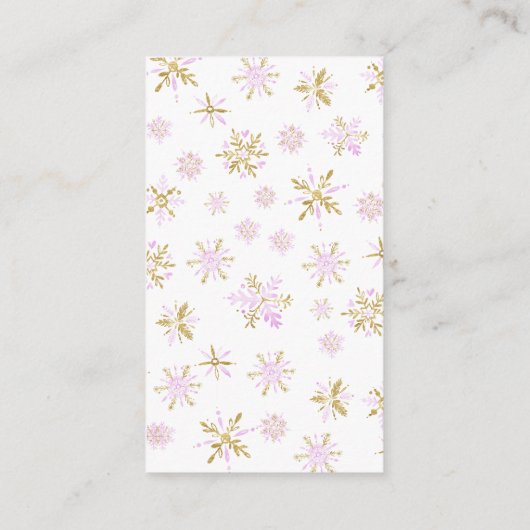 Baby shower van wintersneeuwvlokken informatiekaartje (Achterkant)