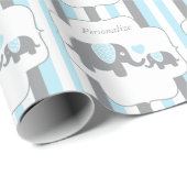 Baby shower van witte, blauwe en grijze stripjes cadeaupapier (Rol Hoek)