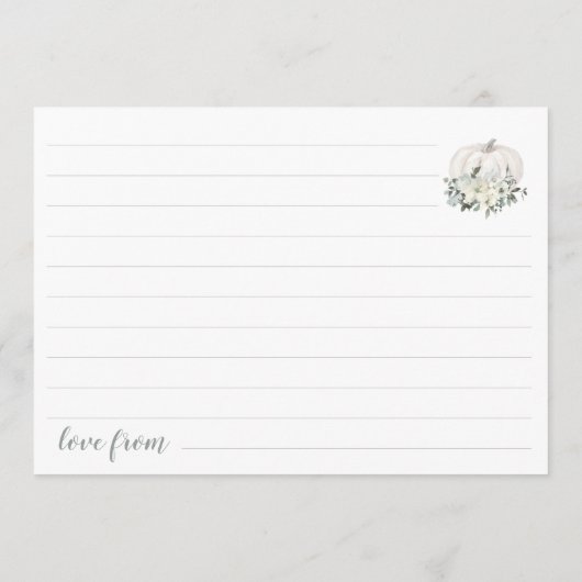 Baby shower van witte en grijze Floral Advieskaart (Achterkant)