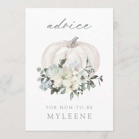 Baby shower van witte en grijze Floral Advieskaart (Voorkant)