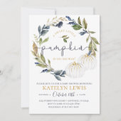 Baby shower van witte en marinepompoen kaart (Voorkant)
