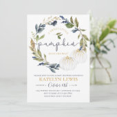 Baby shower van witte en marinepompoen kaart (Staand voorkant)