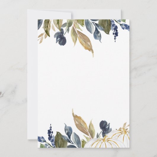 Baby shower van witte en marinepompoen kaart (Achterkant)