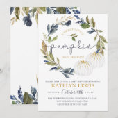 Baby shower van witte en marinepompoen kaart (Voorkant / Achterkant)