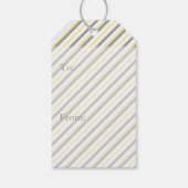Baby shower van witte, gele en grijze stripjes cadeaulabel (Achterkant)