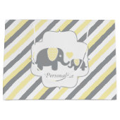 Baby shower van witte, gele en grijze stripjes large cadeautasje (Voorkant)