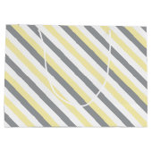 Baby shower van witte, gele en grijze stripjes large cadeautasje (Achterkant)