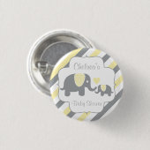 Baby shower van witte, gele en grijze stripjes ronde button 3,2 cm (Voorkant /achterkant)
