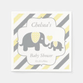 Baby shower van witte, gele en grijze stripjes servetten (Voorkant)