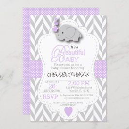 Baby shower van witte grijze olifant 🐘 kaart