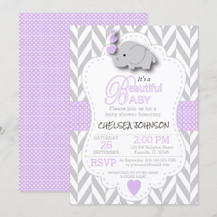 Baby shower van witte grijze olifant 🐘 kaart