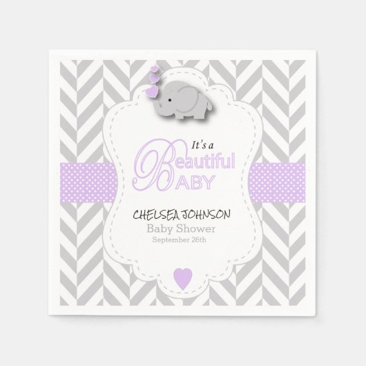 Baby shower van witte grijze olifant servetten (Voorkant)