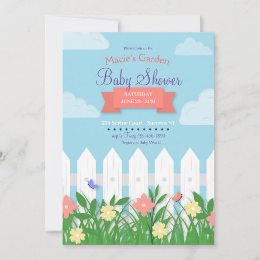 Baby shower van witte picket fence Garden Kaart (Voorkant)
