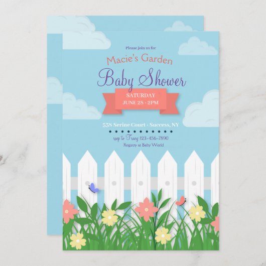 Baby shower van witte picket fence Garden Kaart (Voorkant / Achterkant)