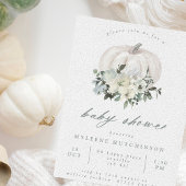 Baby shower van witte pompoen en bloemen kaart