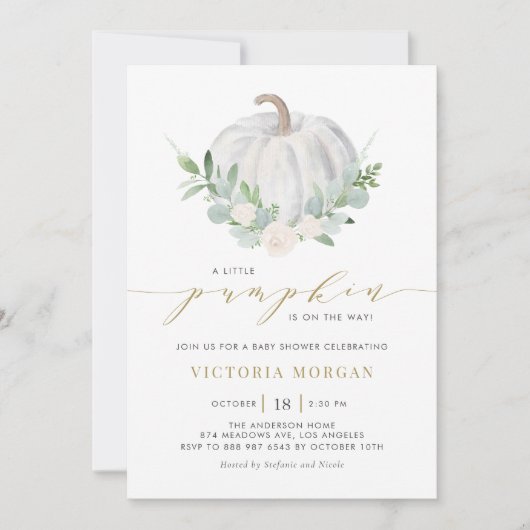 Baby shower van witte pompoen en Herfst uit Grieke Kaart (Voorkant)