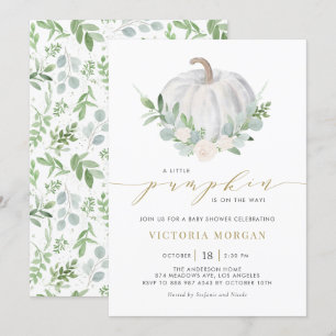 Baby shower van witte pompoen en Herfst uit Grieke Kaart