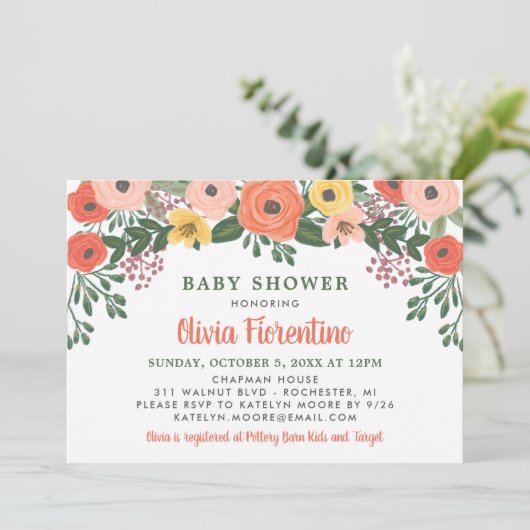 Baby shower van witte steenkoraal kaart (Staand voorkant)