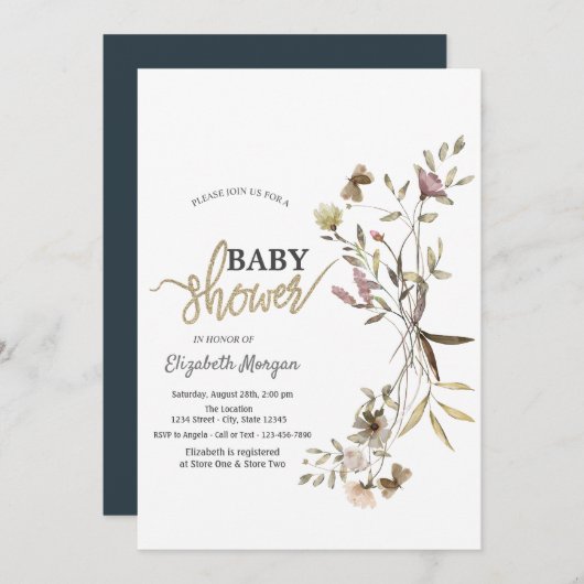 Baby shower van witte Waterverf Kaart (Voorkant / Achterkant)