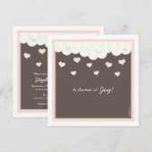 Baby shower van wolken en hart voor meisjesuitnodi kaart (Voorkant / Achterkant)