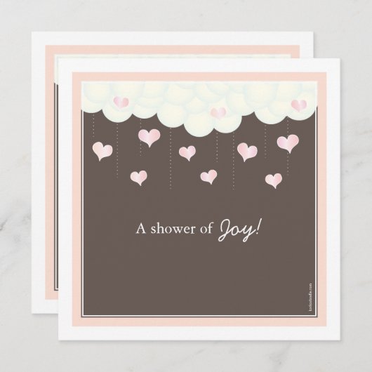 Baby shower van wolken en hart voor meisjesuitnodi kaart (Voorkant / Achterkant)