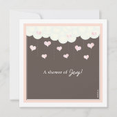 Baby shower van wolken en hart voor meisjesuitnodi kaart (Voorkant)