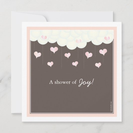 Baby shower van wolken en hart voor meisjesuitnodi kaart (Voorkant)