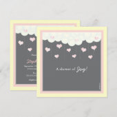 Baby shower van wolken en hart voor meisjesuitnodi kaart (Voorkant / Achterkant)